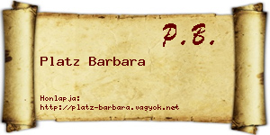 Platz Barbara névjegykártya